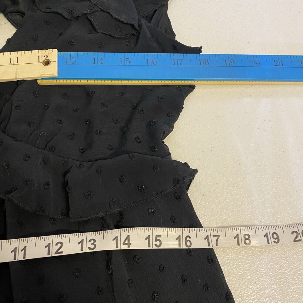 Trixxi Babydoll Mini Dress XL Black Ruffle Hem Smocked CutOut Back Dark Romantic - Picture 2 of 9